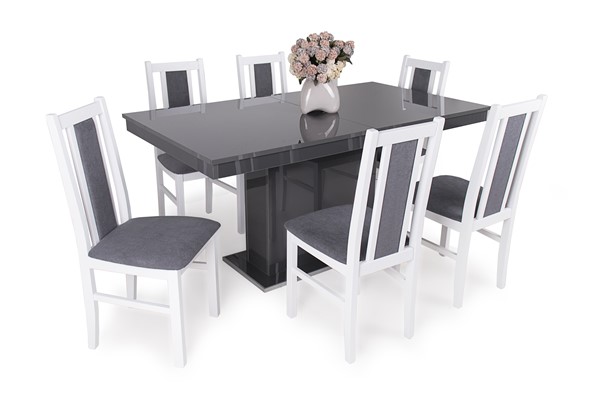 Magasfényű Flóra asztal Félix székkel - 6 személyes étkezőgarnitúra