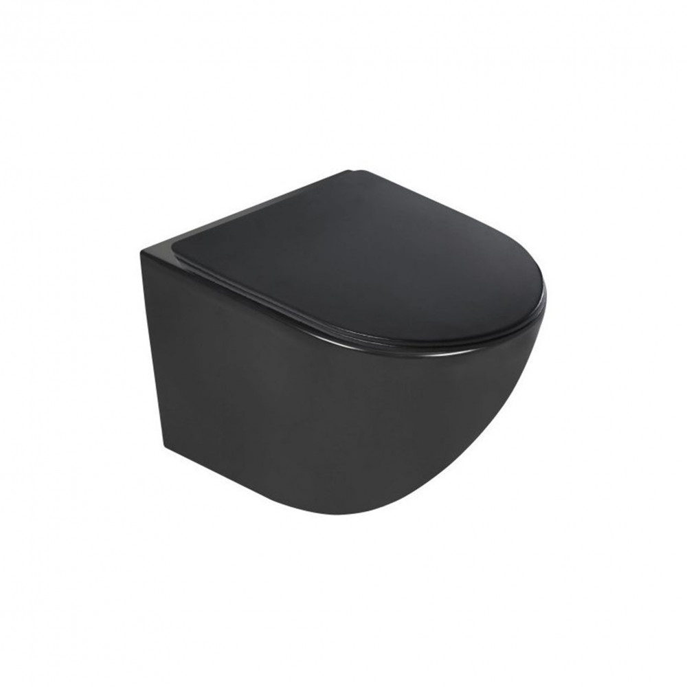 Delos BLM fali rimless WC soft-close ülőkével, fekete (HX)