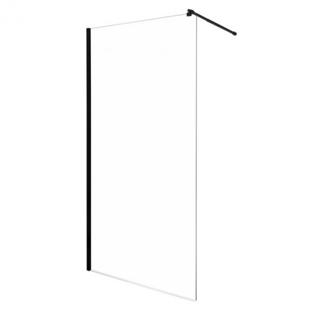Line 100 TR Walk-In zuhanykabin 100x203 cm, fekete profil, víztiszta üveg. (HX)