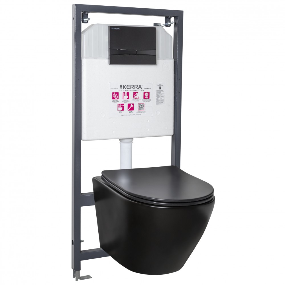 Delos BL Adriatic Black falba építhető WC tartály szett (HX)