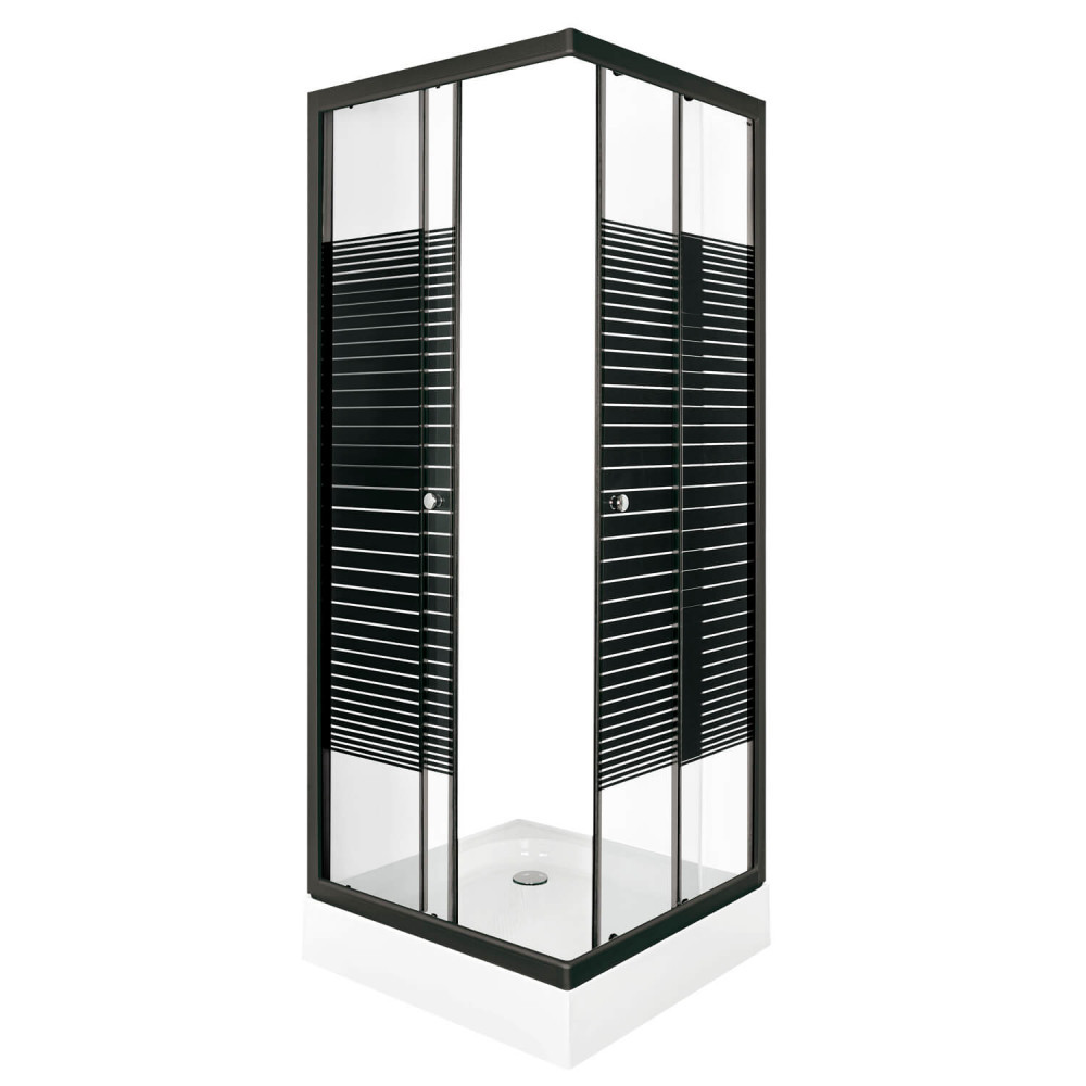 PICO Black stripe 80 szögletes zuhanykabin zuhanytálcával (HX)