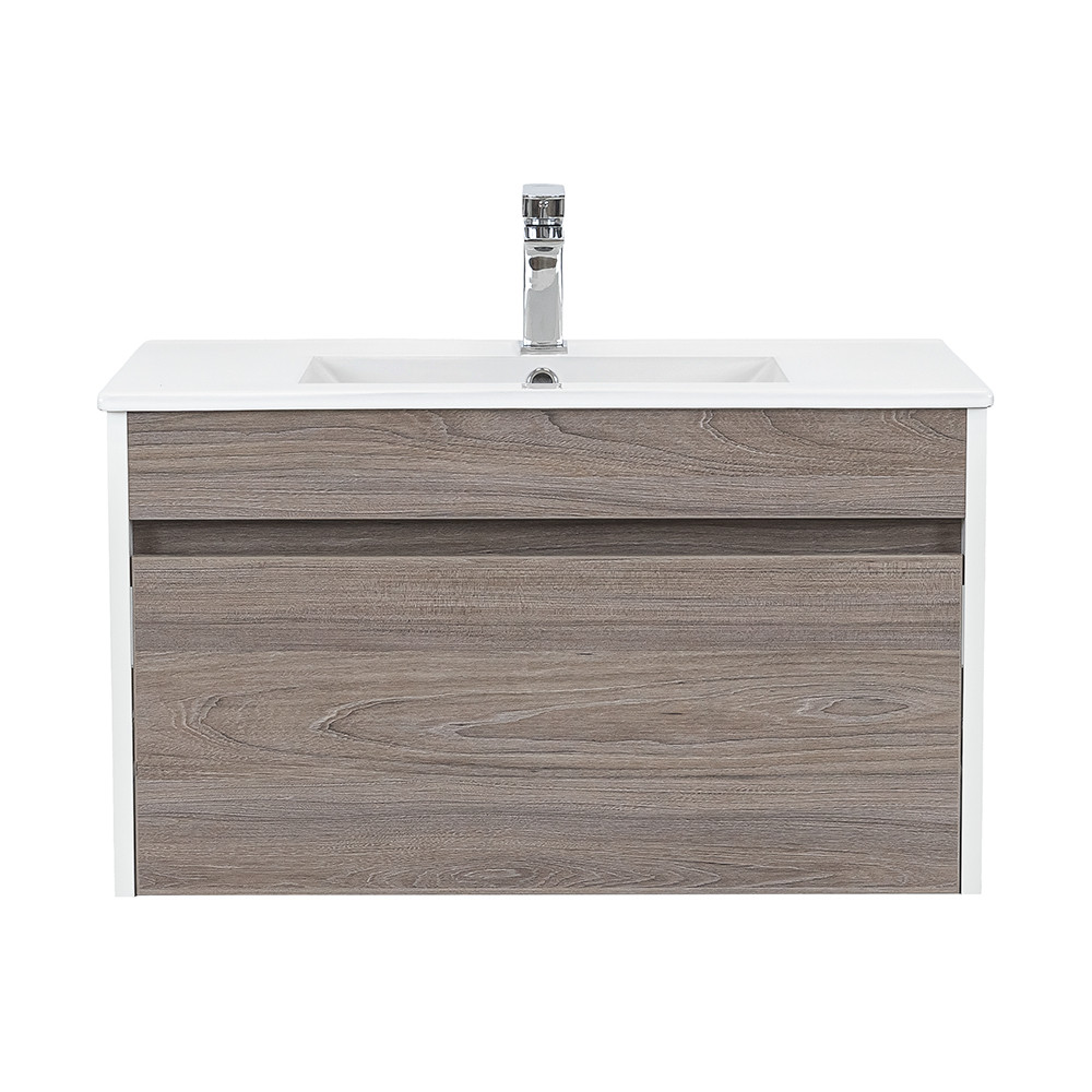 Primo 80 alsó fürdőszoba bútor mosdóval tükörfényes fehér-rauna szil színben (HX)