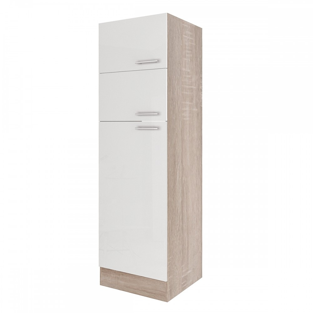 Yorki 60-as felülfagyasztós hűtős kamra szekrény sonoma tölgy korpusz selyemfényű fehér fronttal (HX)