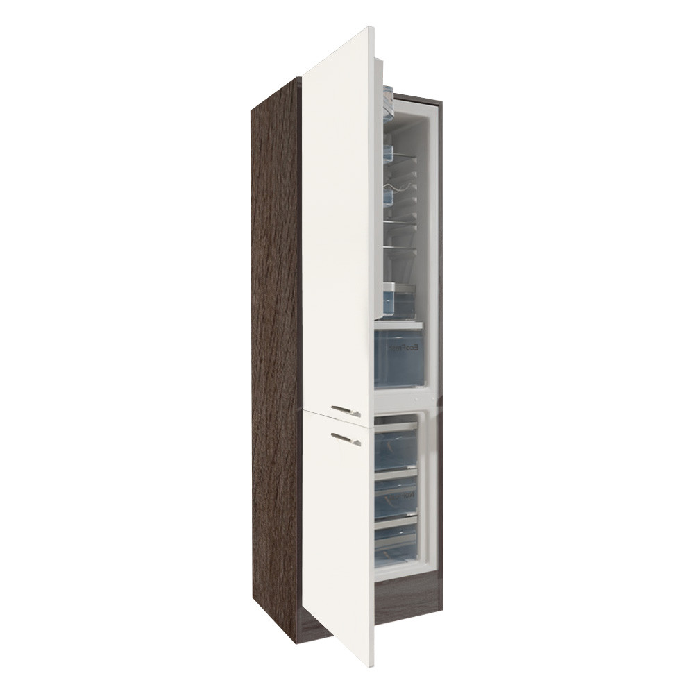 Yorki 60-as alulfagyasztós hűtős kamra szekrény yorki tölgy korpusz selyemfényű fehér fronttal (HX)
