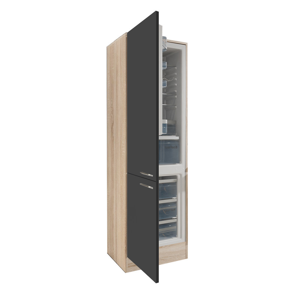 Yorki 60-as alulfagyasztós hűtős kamra szekrény sonoma tölgy korpusz selyemfényű antracit fronttal (HX)