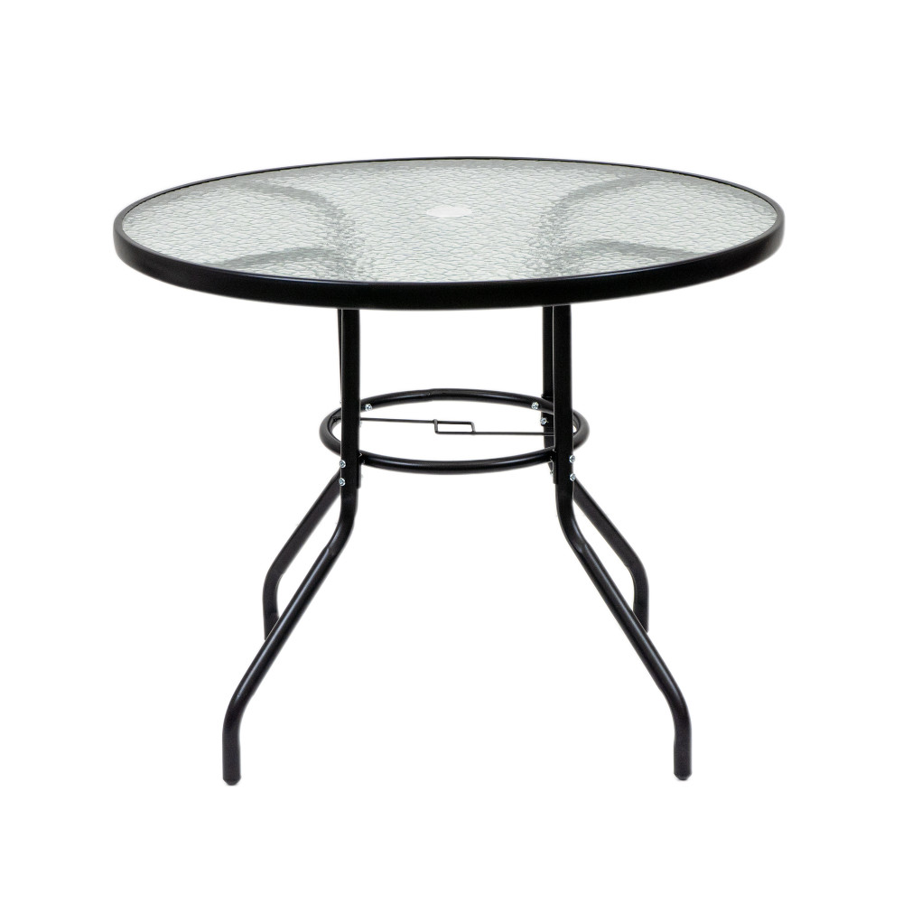 Ordino fémvázas üveg kerti asztal fekete (HX)