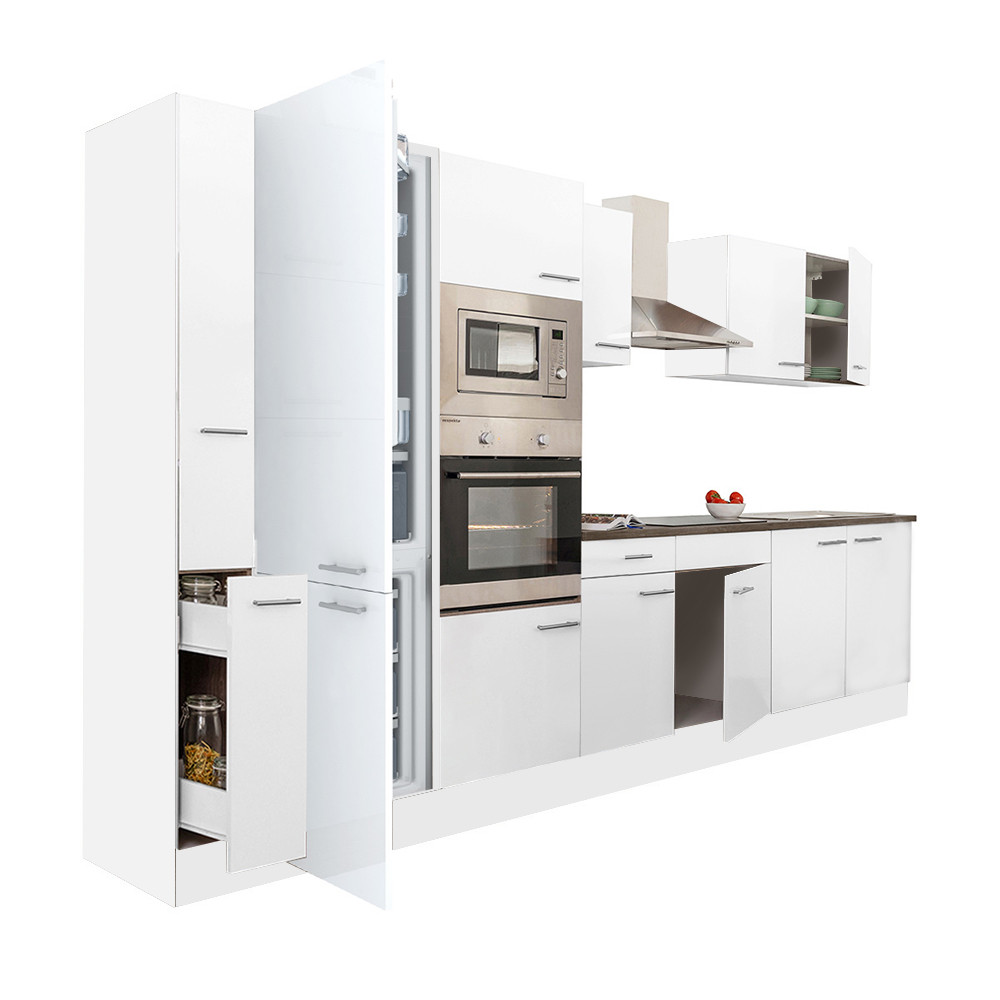 Yorki 360 konyhablokk fehér korpusz,selyemfényű fehér fronttal alulfagyasztós hűtős szekrénnyel (HX)