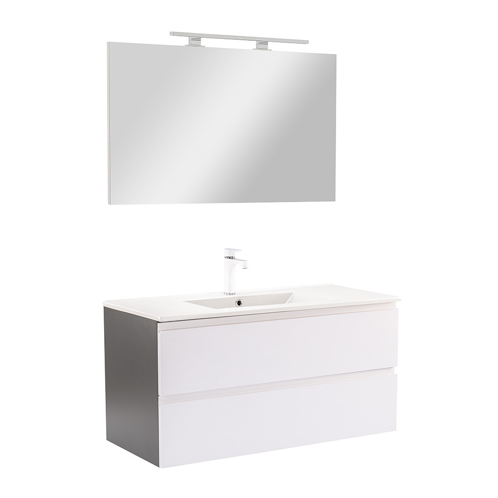 Vario Pull 100 komplett fürdőszoba bútor antracit-fehér (HX)