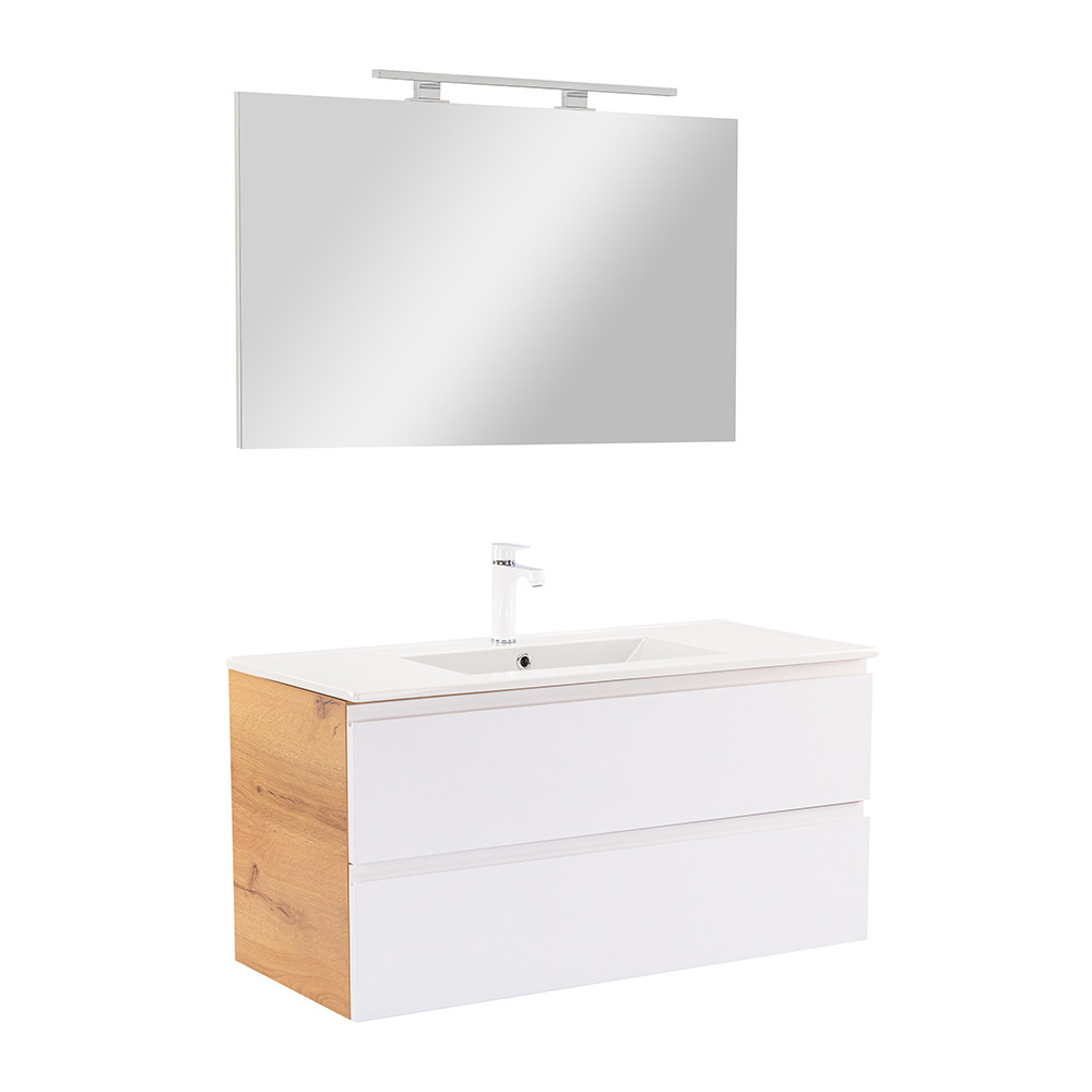 Vario Pull 100 komplett fürdőszoba bútor tölgy-fehér (HX)