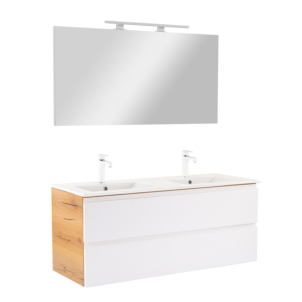 Vario Pull 120 komplett fürdőszoba bútor tölgy-fehér (HX)