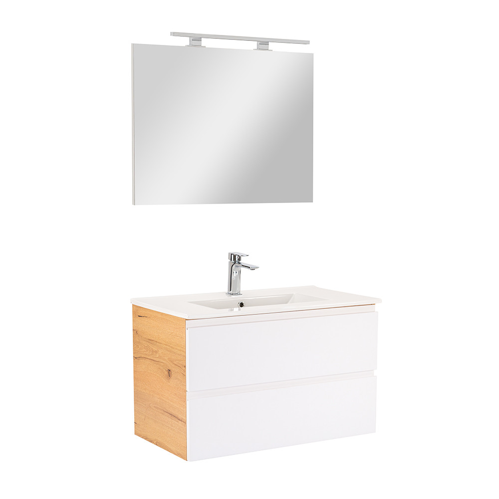 Vario Pull 80 komplett fürdőszoba bútor tölgy-fehér (HX)