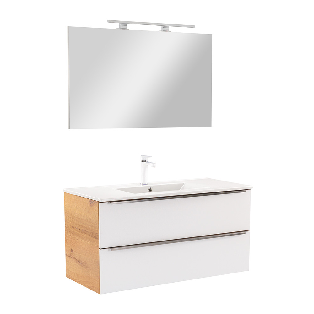 Vario Trim 100 komplett fürdőszoba bútor tölgy-fehér (HX)