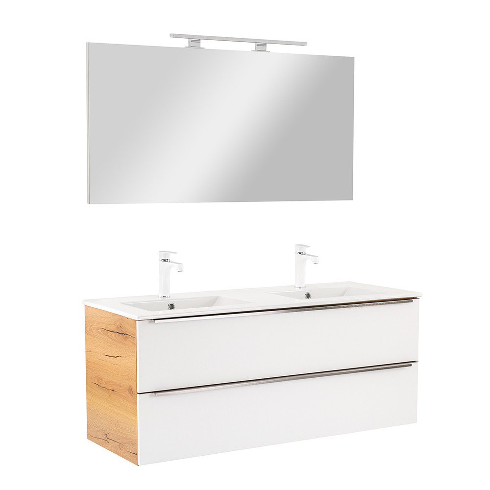 Vario Trim 120 komplett fürdőszoba bútor tölgy-fehér (HX)