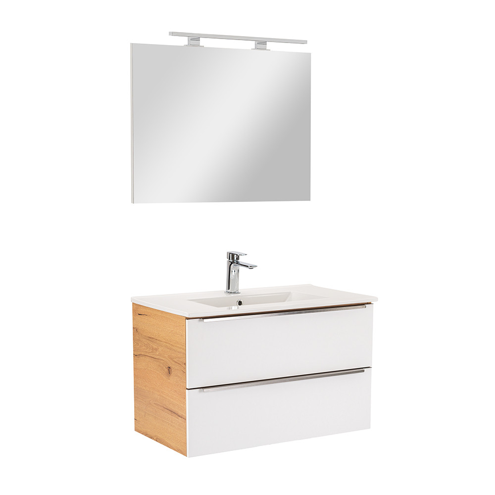 Vario Trim 80 komplett fürdőszoba bútor tölgy-fehér (HX)