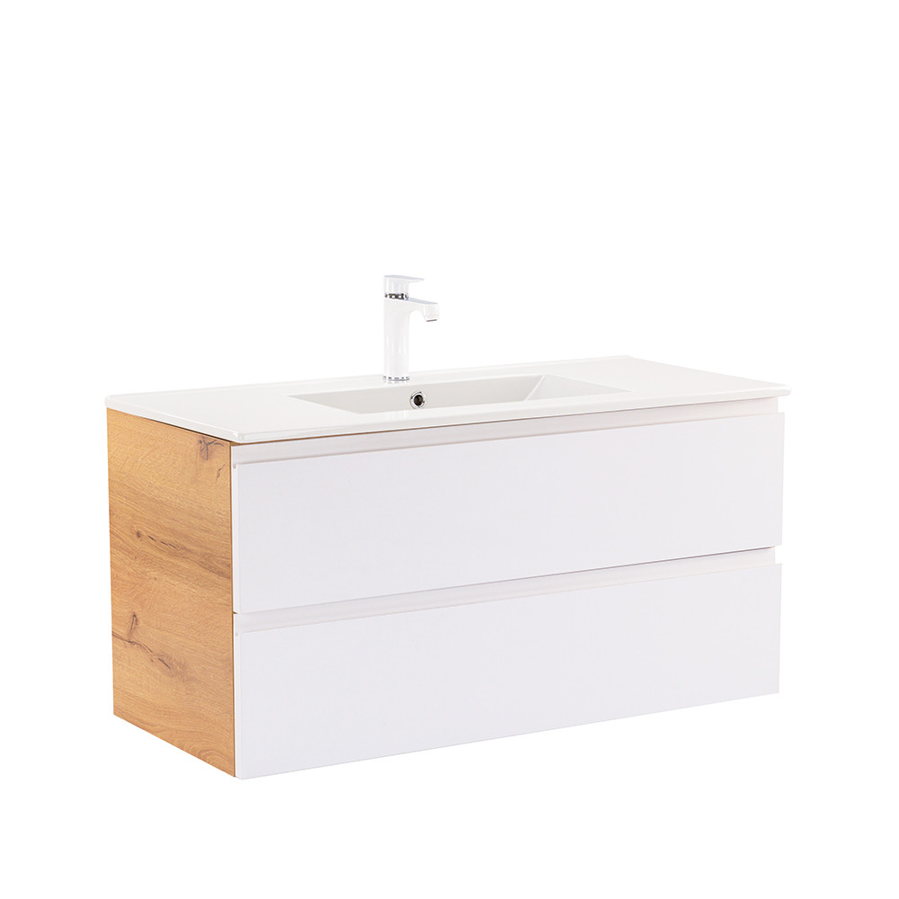 Vario Pull 100 alsó szekrény mosdóval tölgy-fehér (HX)