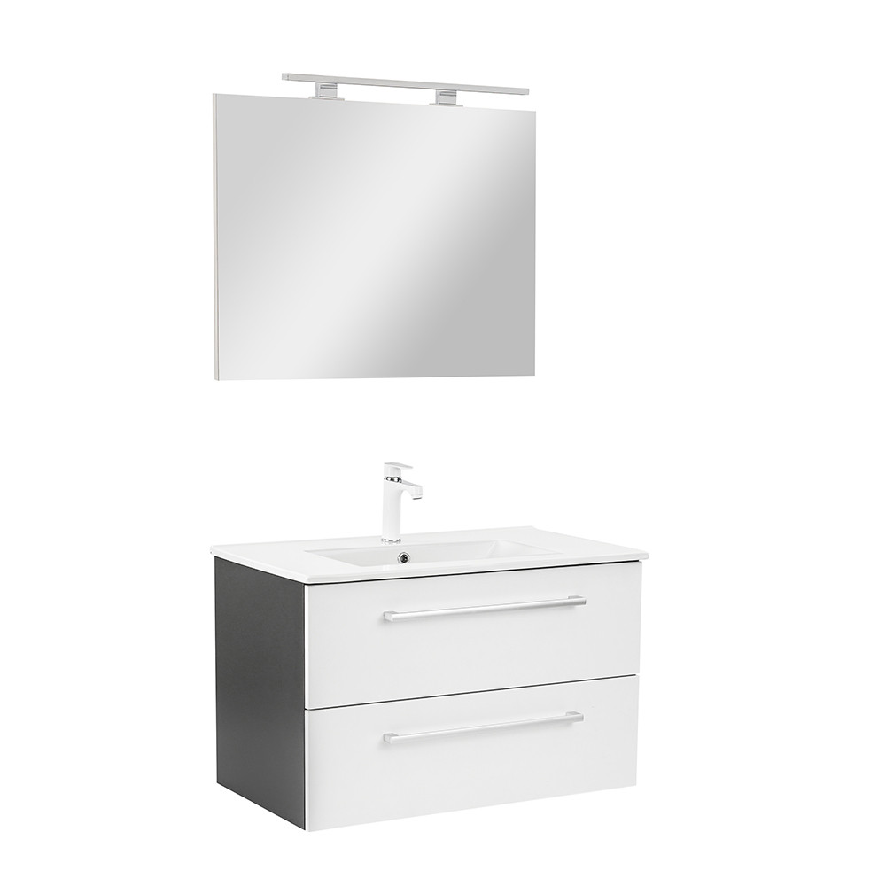 Vario Clam 80 komplett fürdőszoba bútor antracit-fehér (HX)