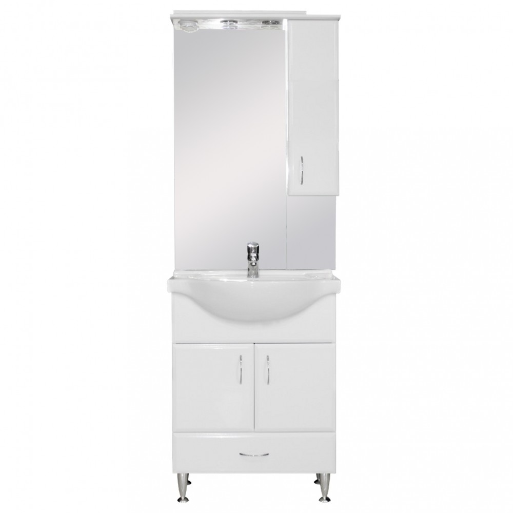 Bianca Plus 65 komplett fürdőszobabútor, magasfényű fehér színben, jobbos nyitási irány (HX)