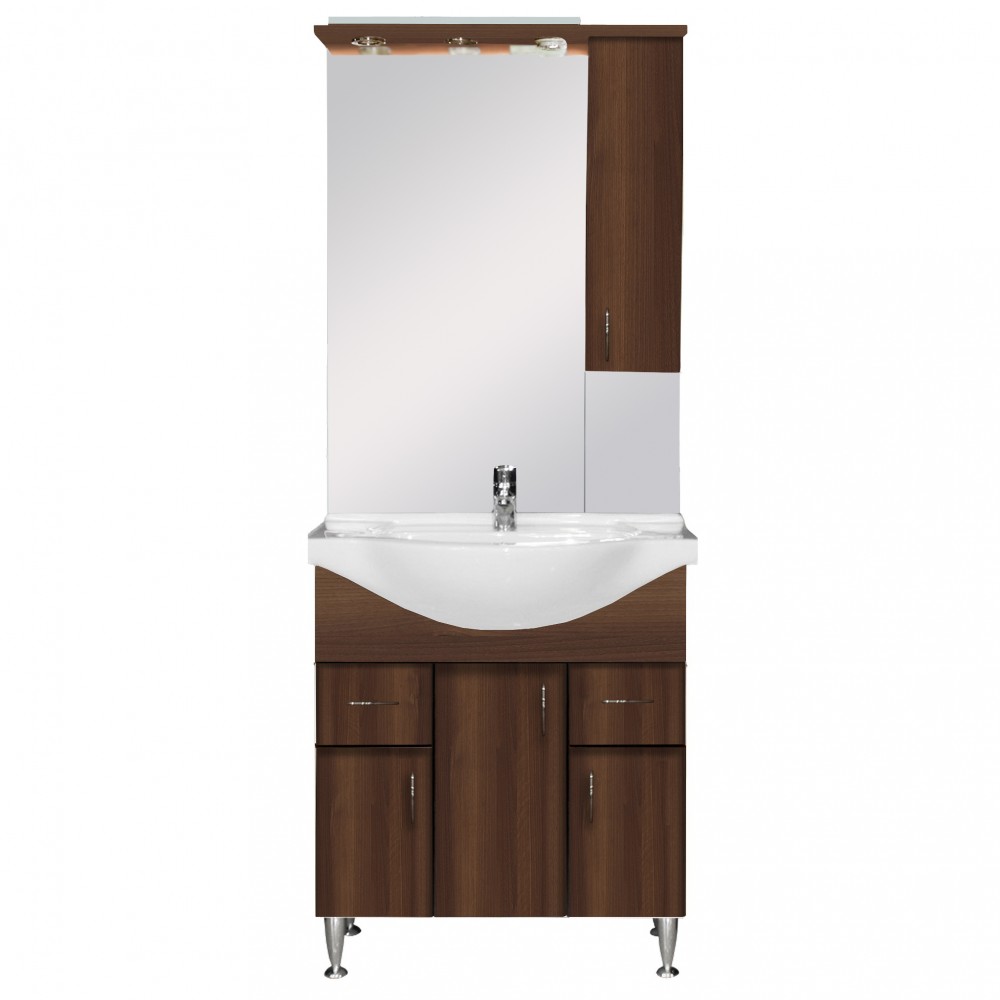 Bianca Plus 75 komplett fürdőszobabútor, aida dió színben, jobbos nyitási irány (HX)