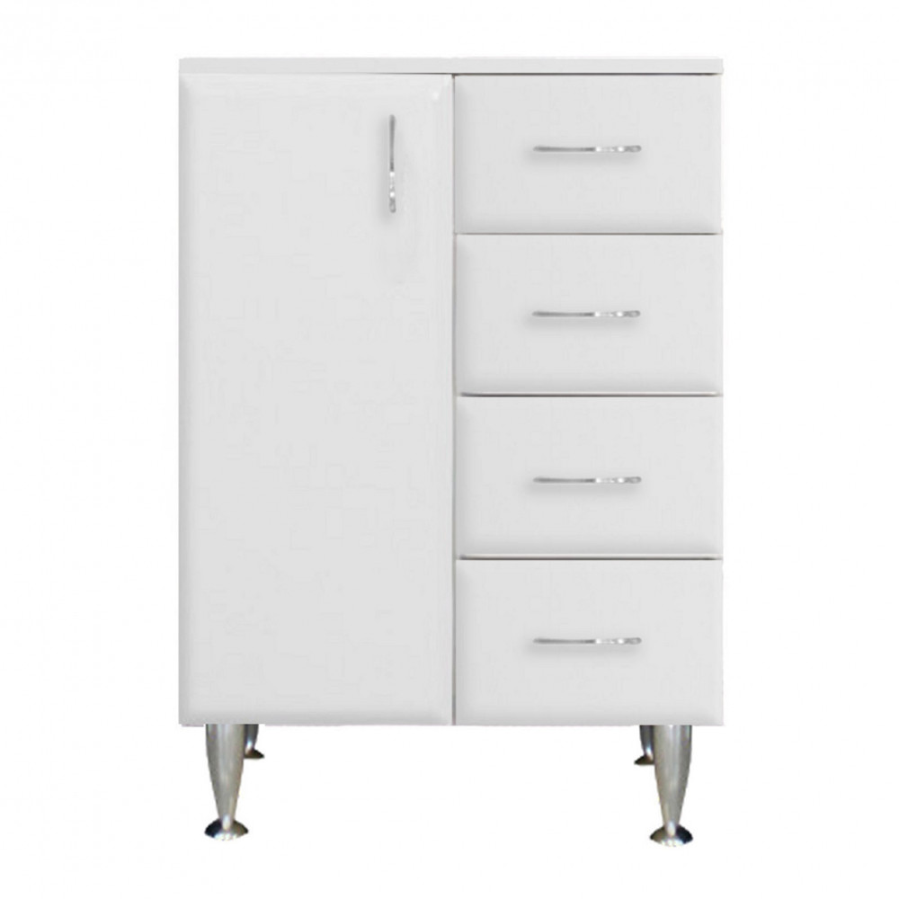 Bianca Plus 60 alacsony szekrény 1 ajtóval, 4 fiókkal,magasfényű fehér színben, balos (HX)