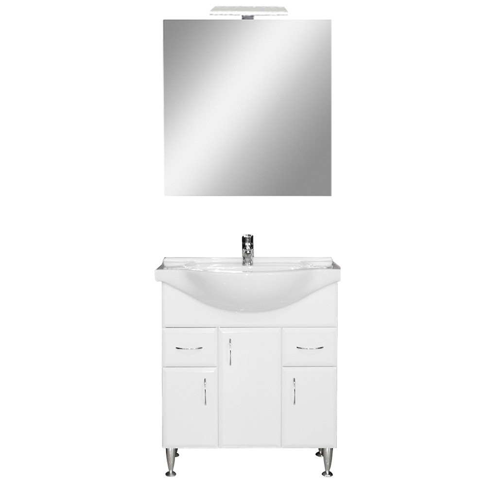 Bianca Prime 75 komplett fürdőszobabútor, magasfényű fehér színben (HX)
