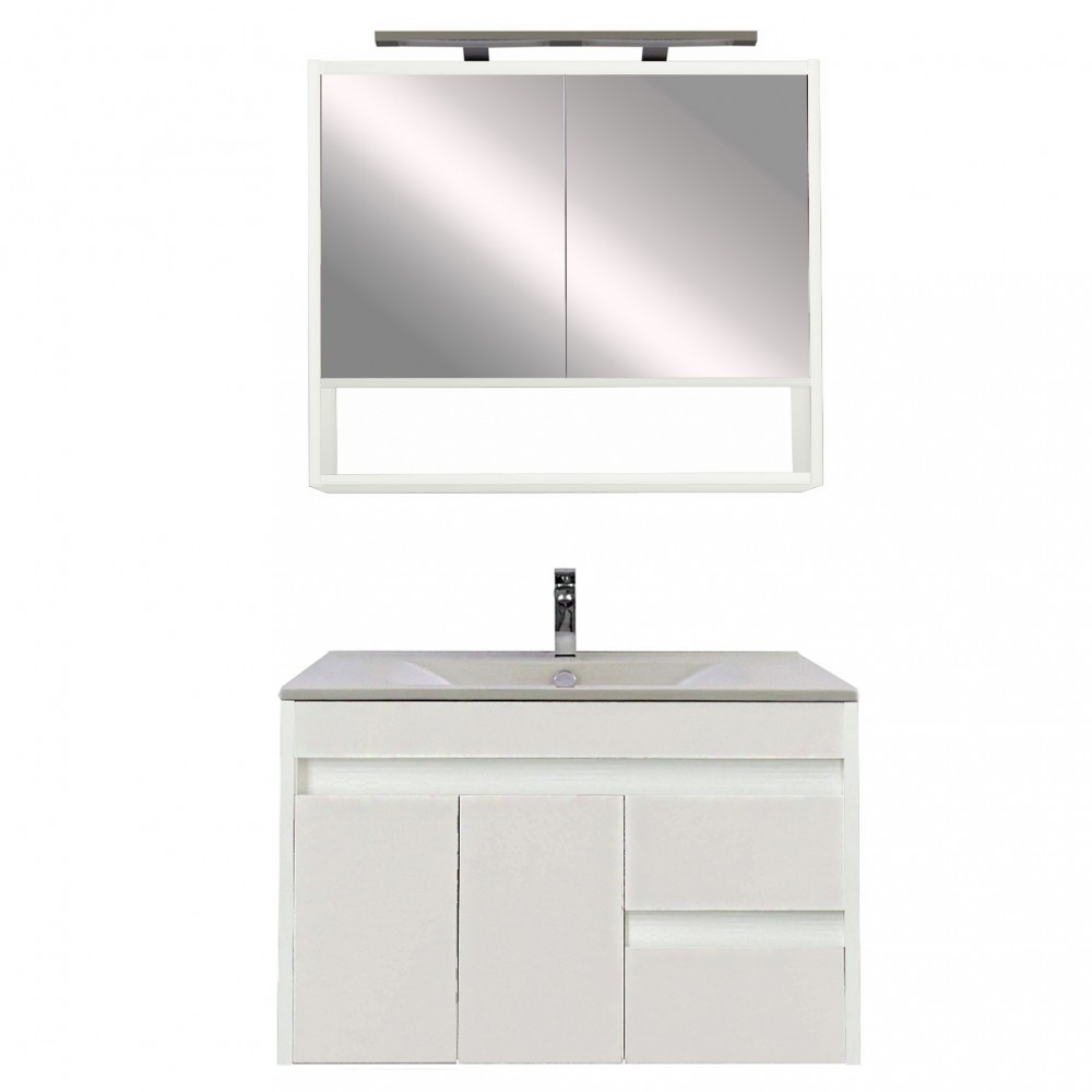 Luna 80 komplett fürdőszobabútor, Tükörfényes fehér-Tükörfényes fehér (HX)