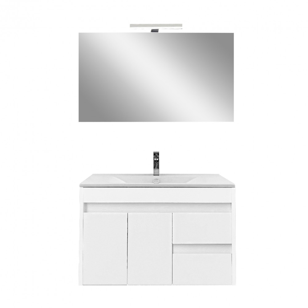 Luna Prime 80 komplett fürdőszobabútor, Tükörfényes fehér-Tükörfényes fehér (HX)