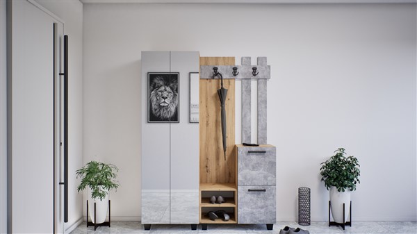 Eugénia A4 előszobabútor 140 cm artisan tölgy-vil beton