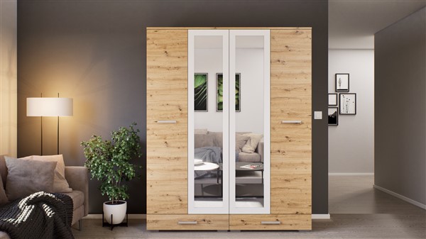 Kolin A-3 gardróbszekrény 140 cm artisantölgy-fehér