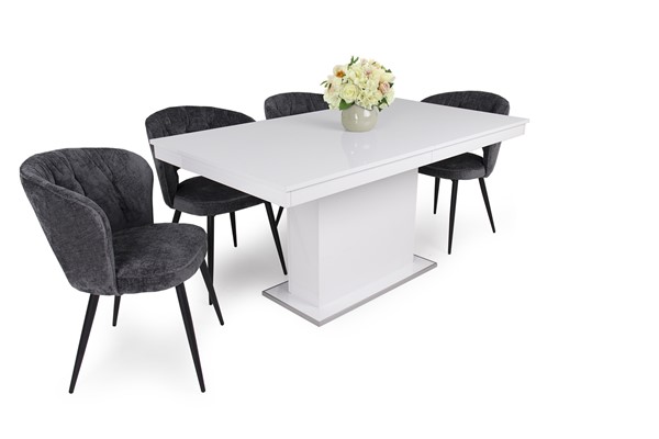 Serena szék Magasfényű Flóra asztallal - 4 személyes étkezőgarnitúra