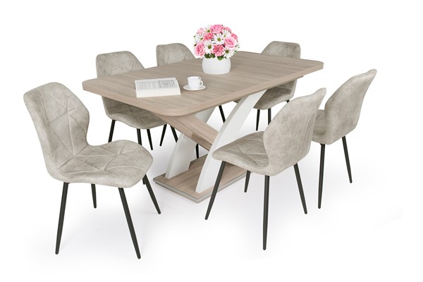 Vanda szék Elis asztallal - 6 személyes étkezőgarnitúra