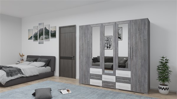 Maximum gardróbszekrény- szürke tölgy - jégfehér 225 cm