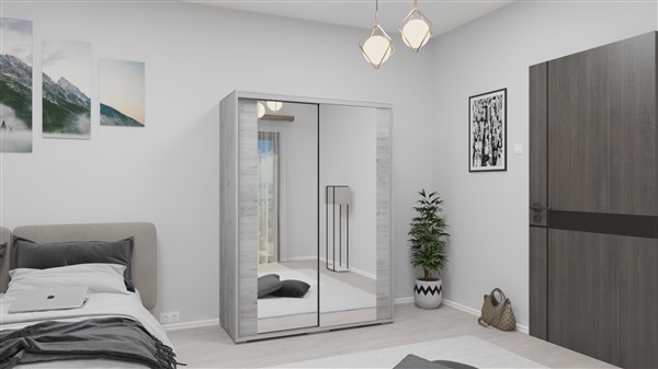Akciós tolóajtós gardróbszekrény  2 db tükörrel 140 cm