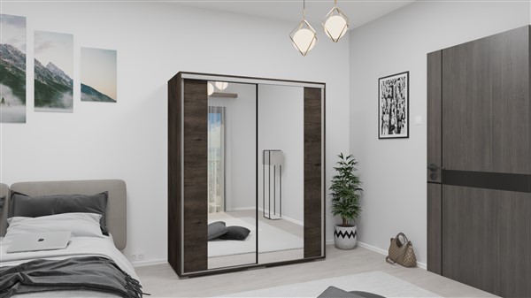 Akciós tolóajtós gardróbszekrény 2 db tükörrel 160 cm