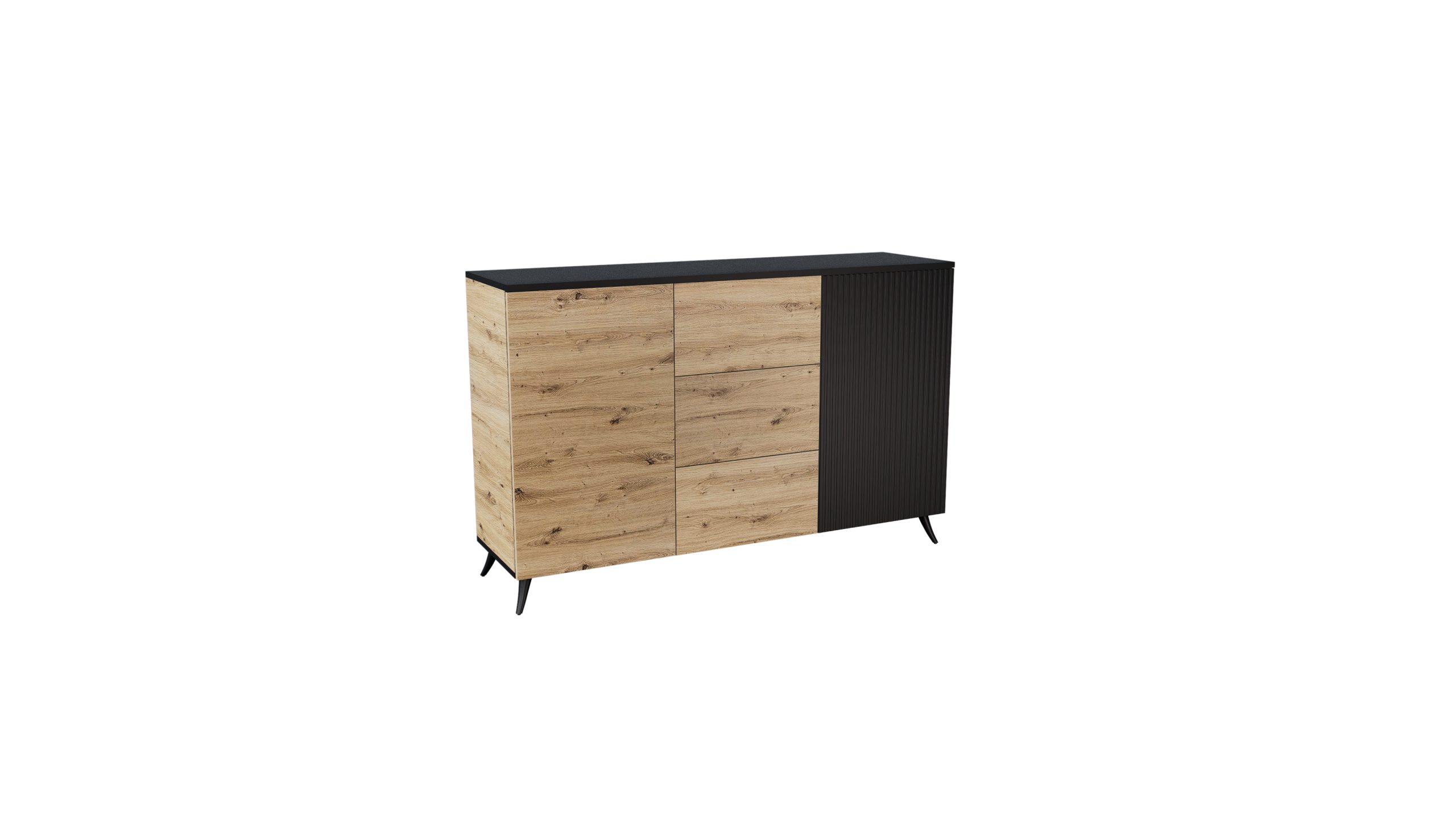 TRX 07 ajtós fiókos komód 150 cm artisan tölgy-fekete MDF