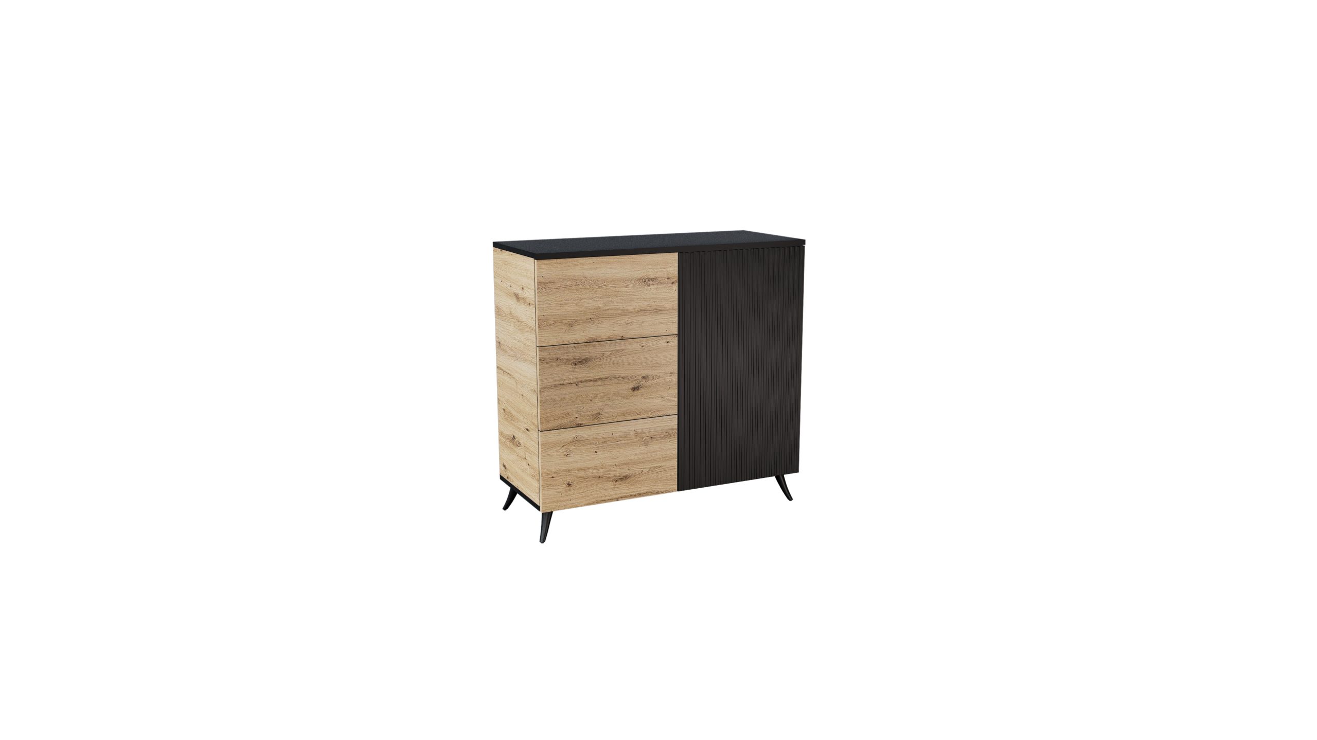 TRX 05 ajtós fiókos komód 100 cm artisan tölgy-fekete MDF