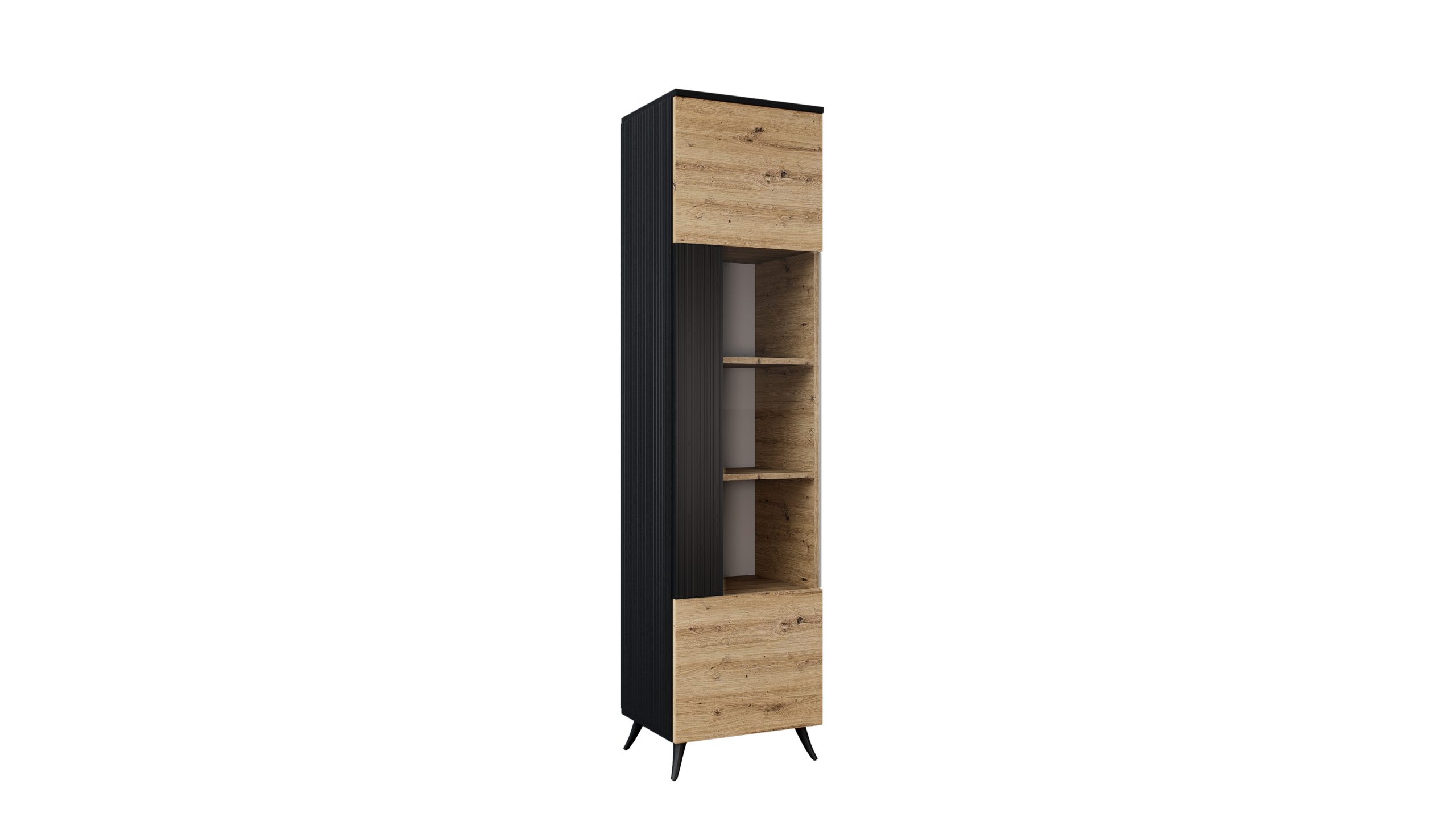 TRX 03 1 ajtós üveges tálalószekrény artisan tölgy-fekete MDF