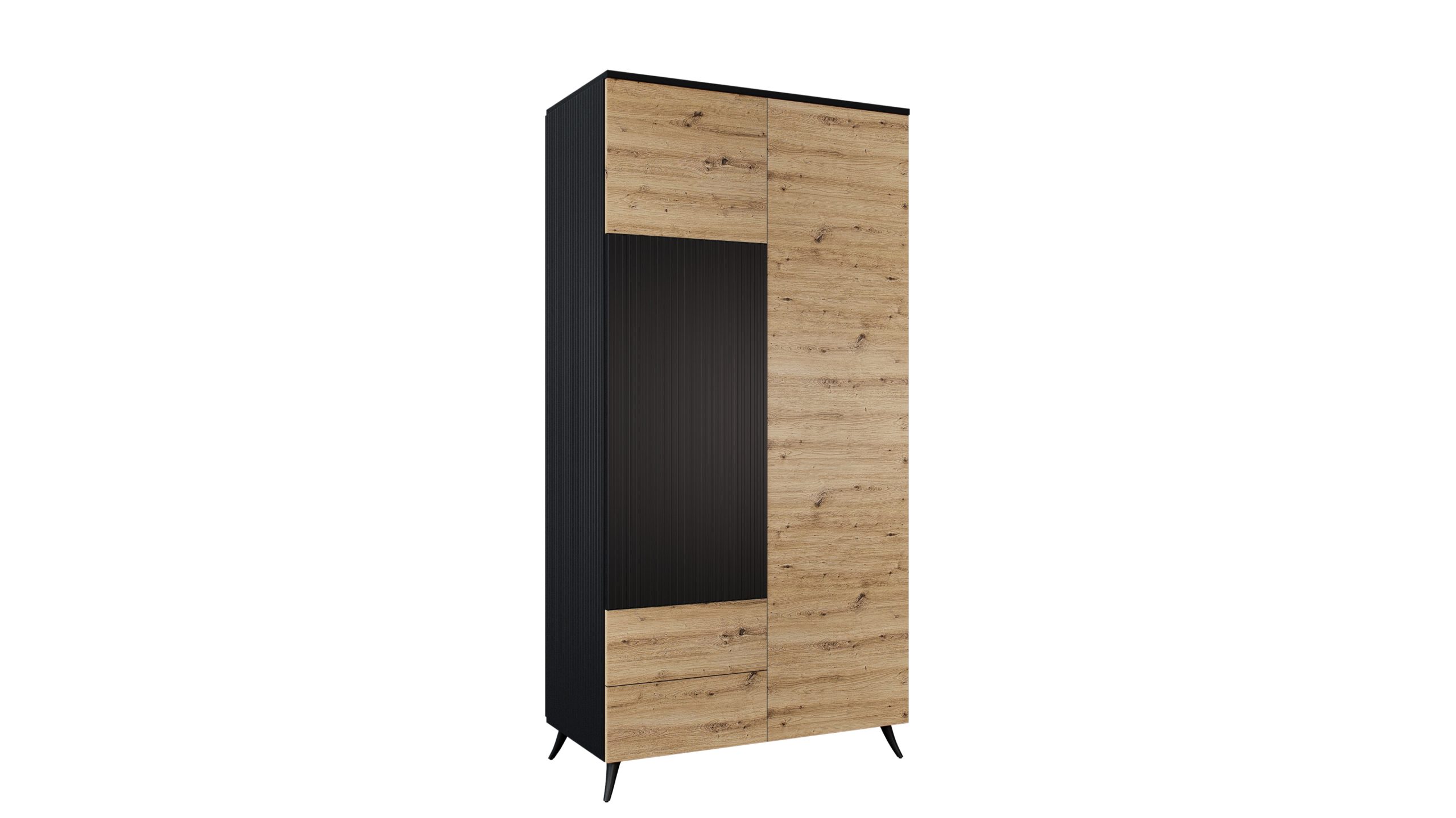 TRX 01 gardróbszekrény 100 cm artisan tölgy-fekete MDF