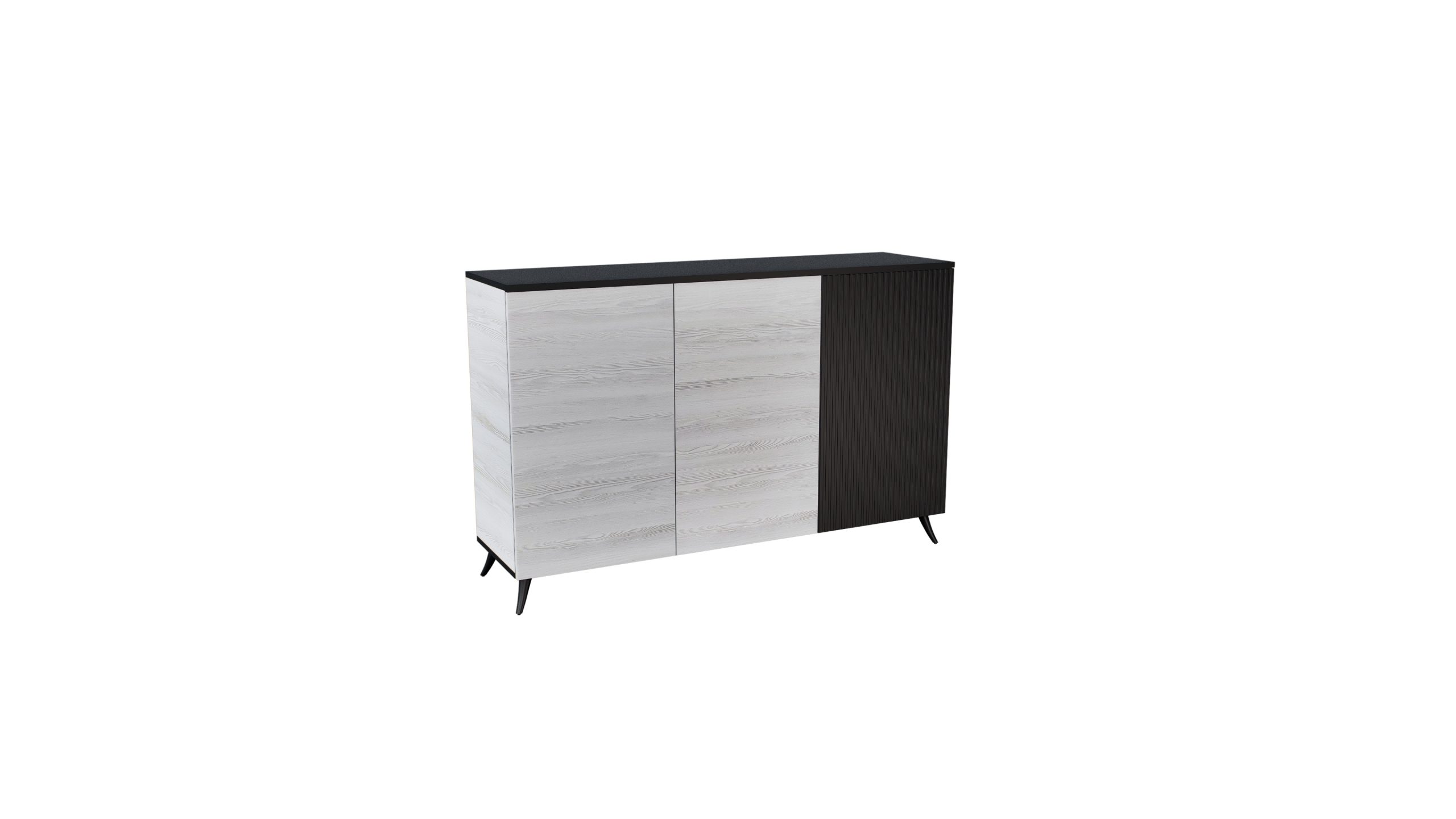 TRX 06 ajtós komód 150 cm hófehér kőris-fekete MDF