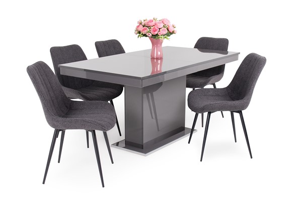 Dexter szék Magasfényű Flóra asztallal - 5 személyes étkezőgarnitúra