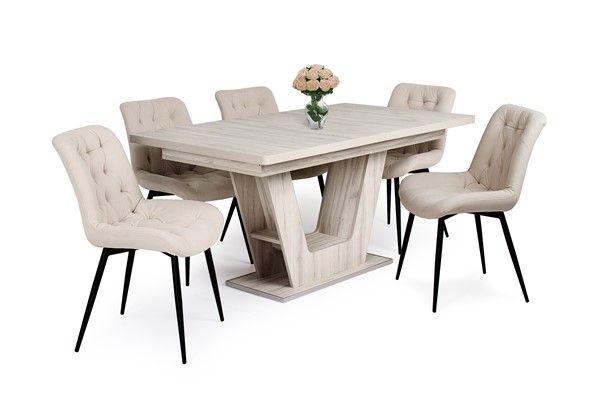 Korina szék Prága asztallal - 5 személyes étkezőgarnitúra