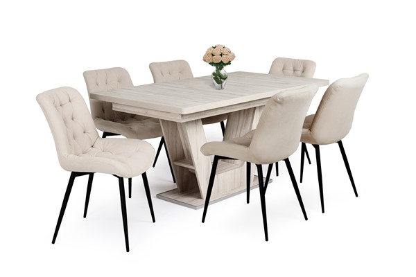 Korina szék Prága asztallal - 6 személyes étkezőgarnitúra