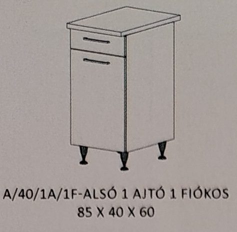 Anikó konyha  alsó  1 ajtós 1 fiókos   -  40 cm széles elem