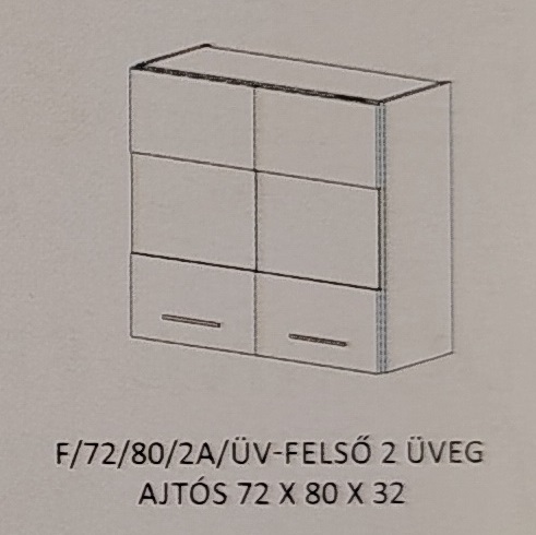 Anikó konyha  felső   - 72/80 cm 2 ajtós üveges  elem