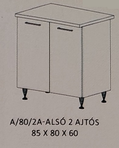 Dorina konyha  alsó  2 ajtós  -  80 cm széles elem