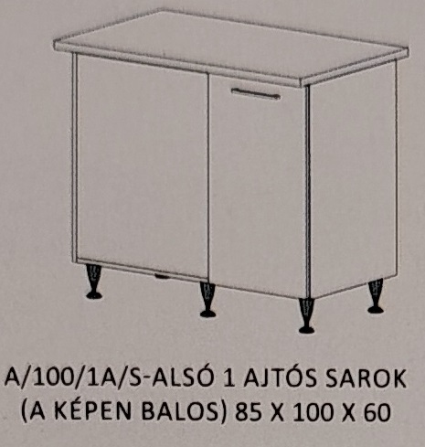 Dorina konyha  alsó    -  100 cm széles  sarok elem  balos