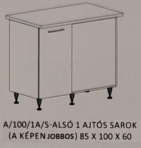 Dorina konyha  alsó    -  100 cm széles  sarok elem  jobbos