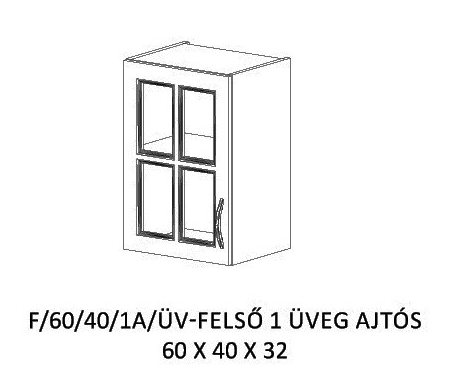 Orsi  konyha  felső   - 60/40 cm 1 ajtós üveges  elem