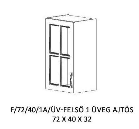 Orsi konyha  felső   - 72/40 cm 1 ajtós üveges  elem
