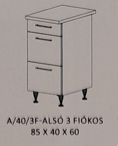 Alíz konyha  alsó  3  fiókos   -  40 cm széles elem