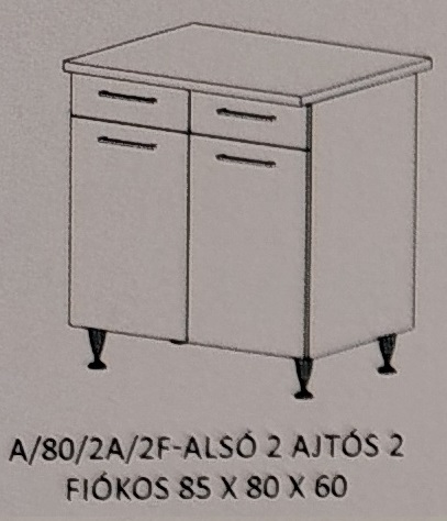 Alíz konyha  alsó  2 ajtós 2 fiókos   -  80 cm széles elem
